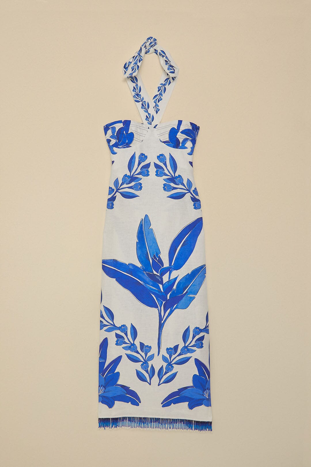 Blue and fashion white sleeveless dress