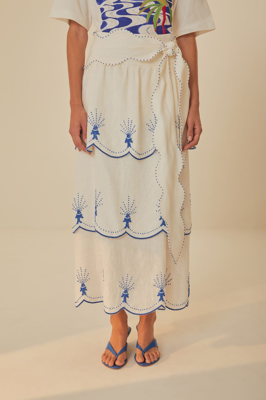 Off-White Sea Of Fish Embroidered Midi Skirt