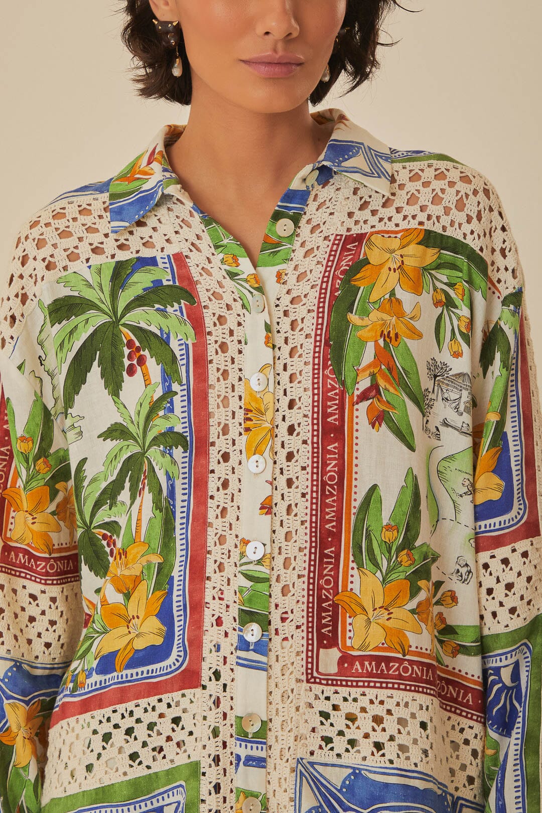 Tropical Destination LENZING™ ECOVERO™ Euroflax™ Crochet Shirt