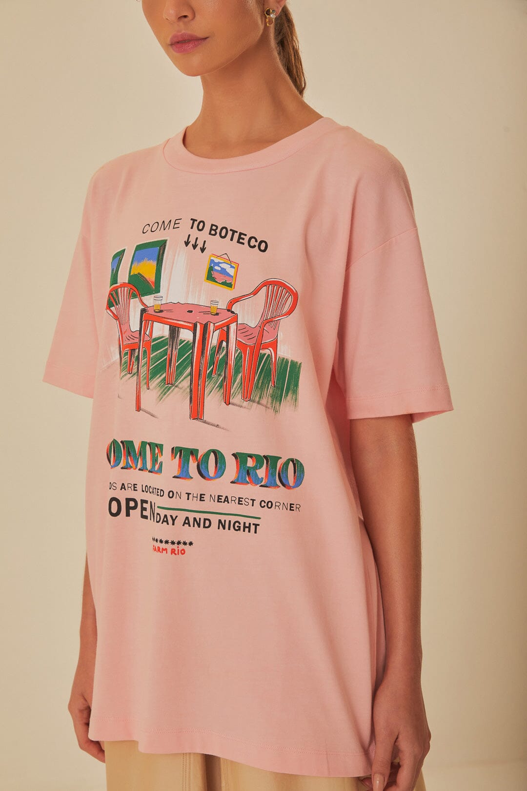 Pink Come To Rio Organic Cotton Relaxed T-Shirt