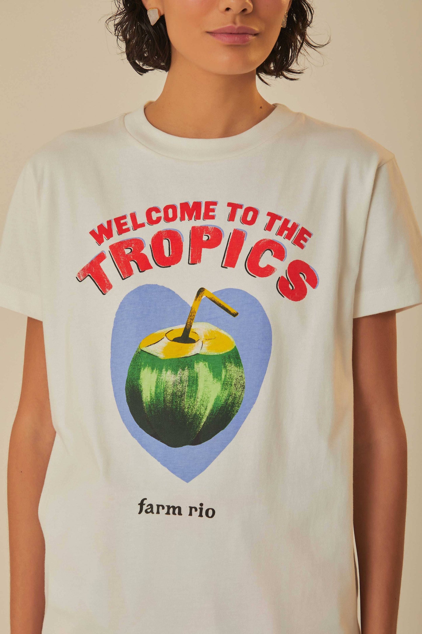 White Welcome To The Tropics Organic Cotton T-Shirt