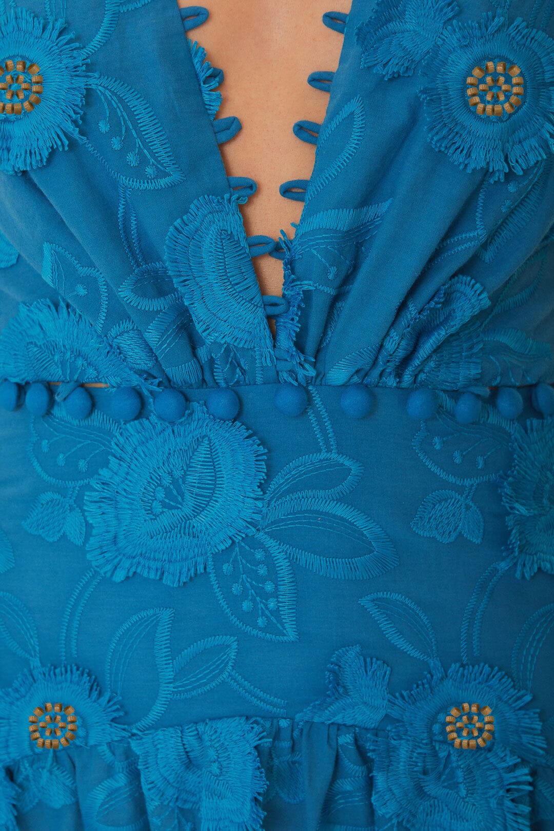 Blue 3D Flower Sleeveless Maxi Dress