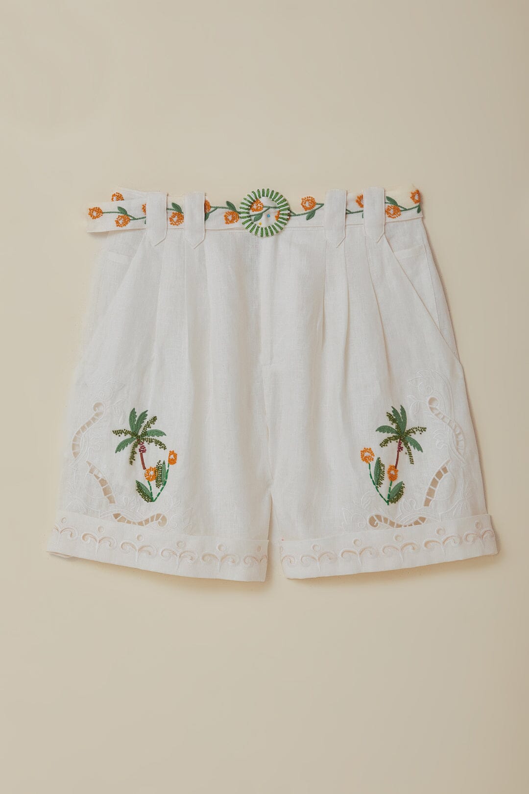 Off-White Coconut Tree Embroidered Richelieu Shorts