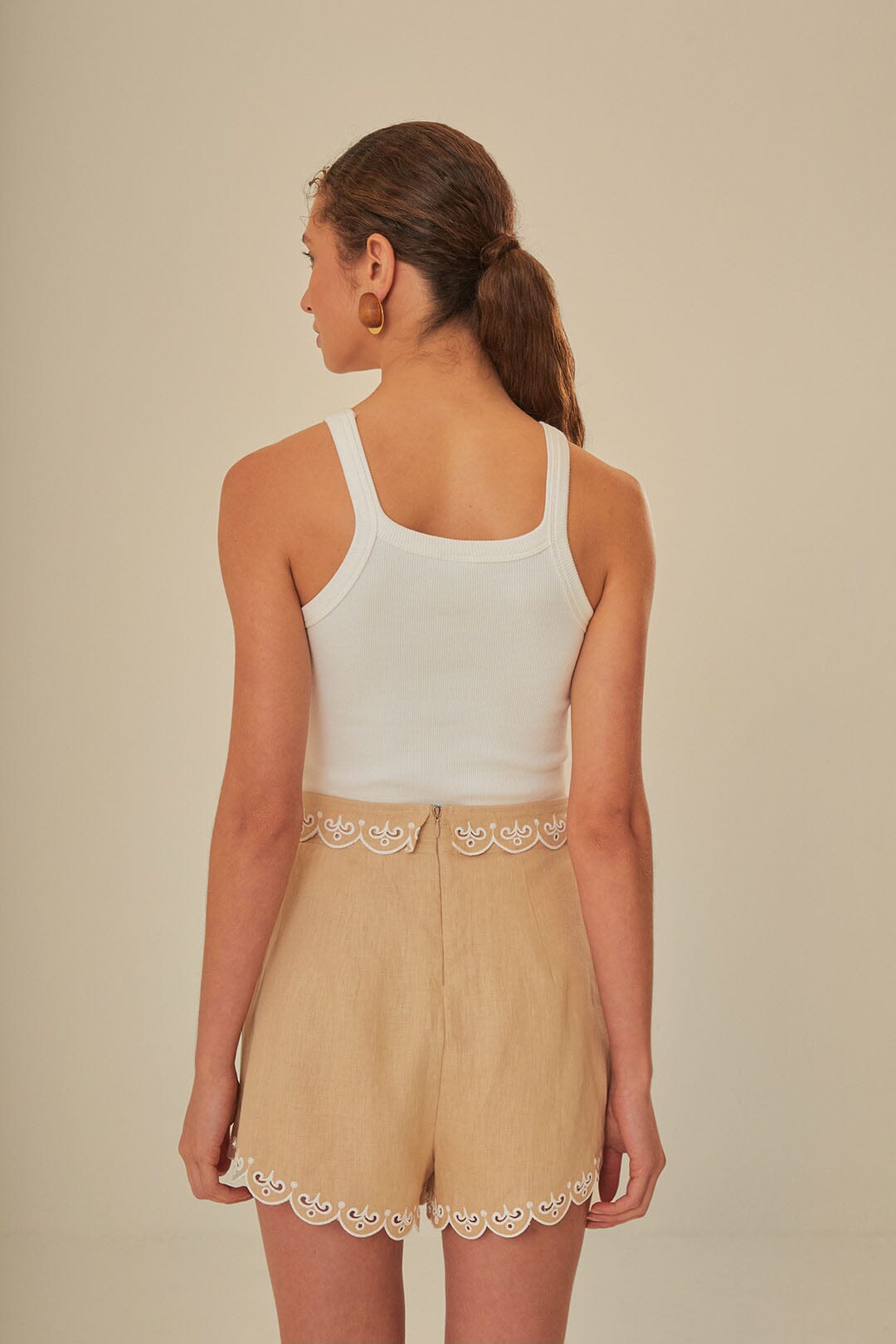 Khaki Embroidered Euroflax™ Premium Linen Shorts