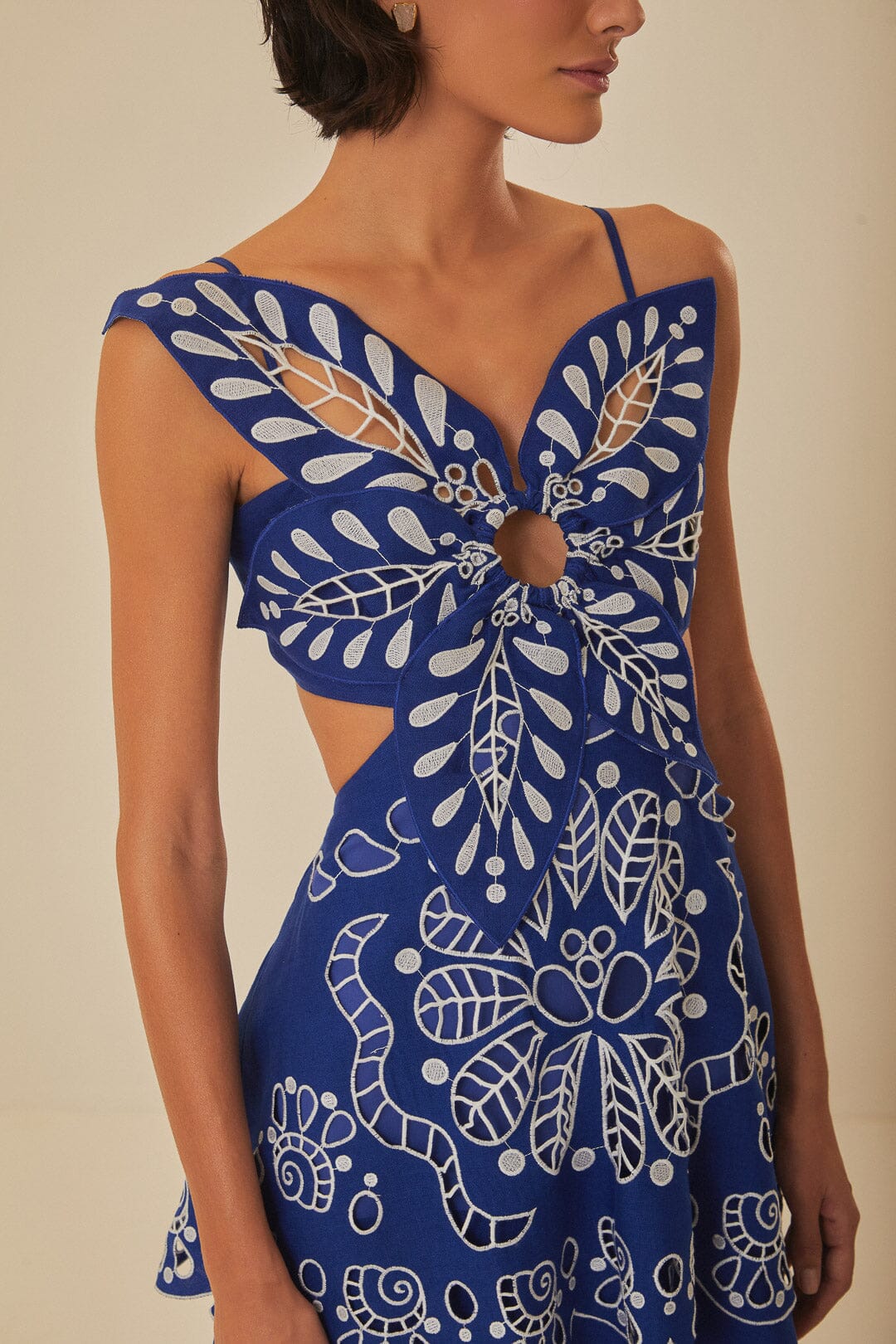 Blue Flower Richelieu Euroflax™ Premium Linen Midi Dress