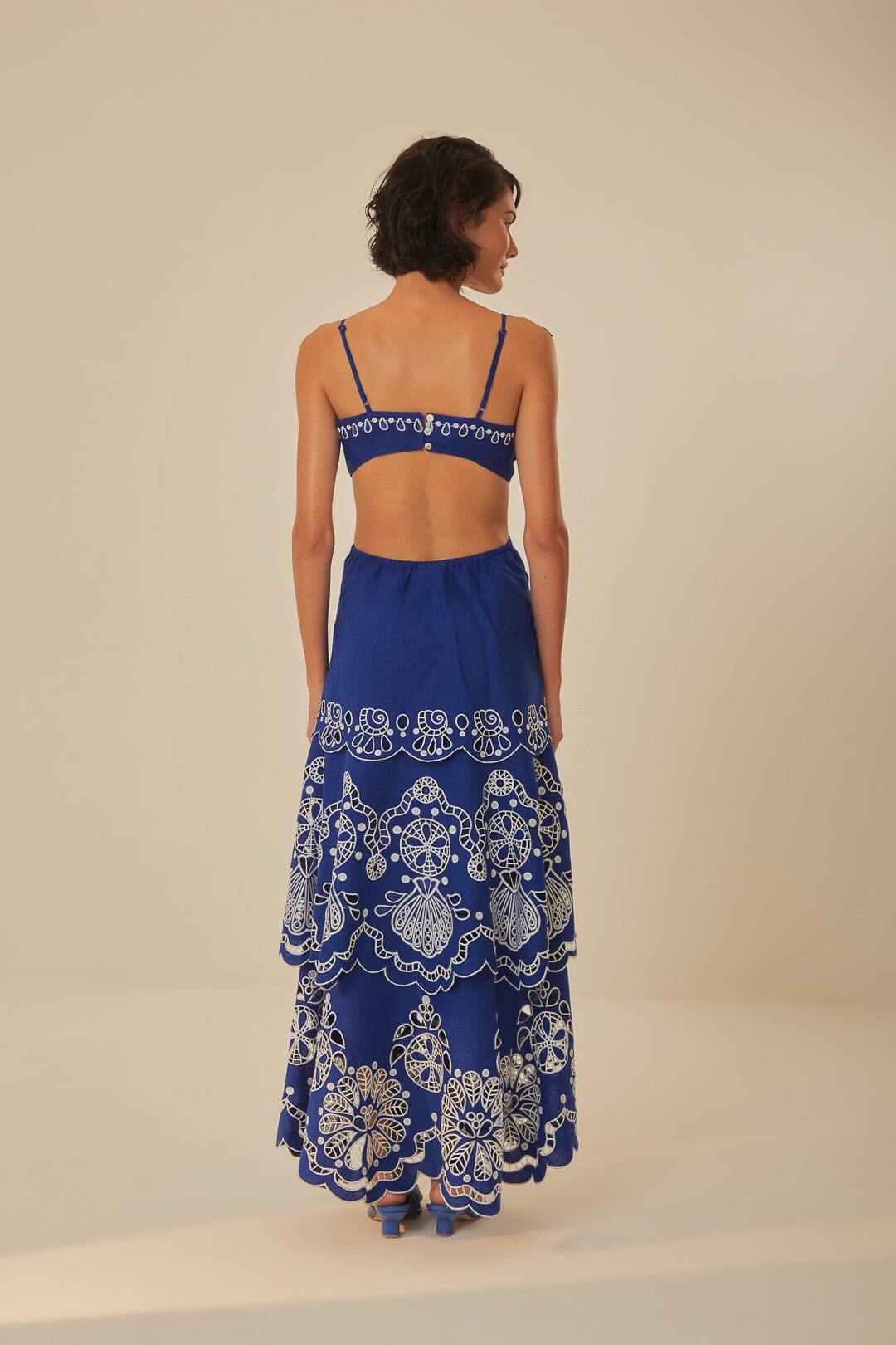 Blue Flower Richelieu Euroflax™ Premium Linen Midi Dress