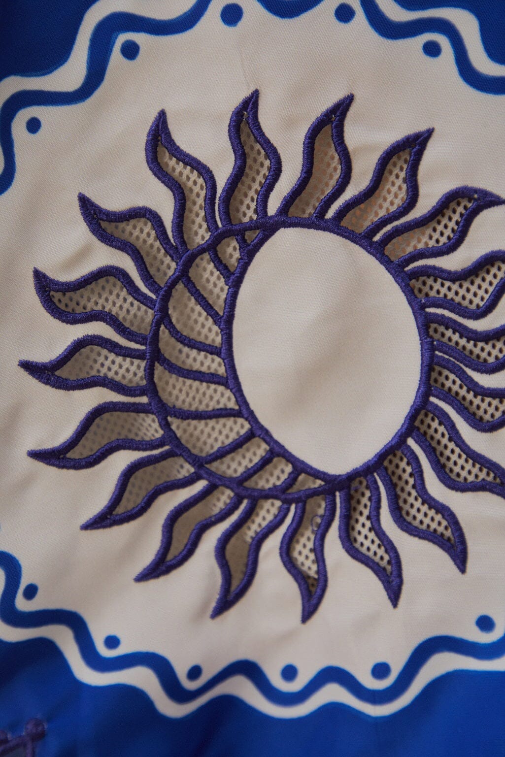 Blue Artisanal Embroidered Windbreaker