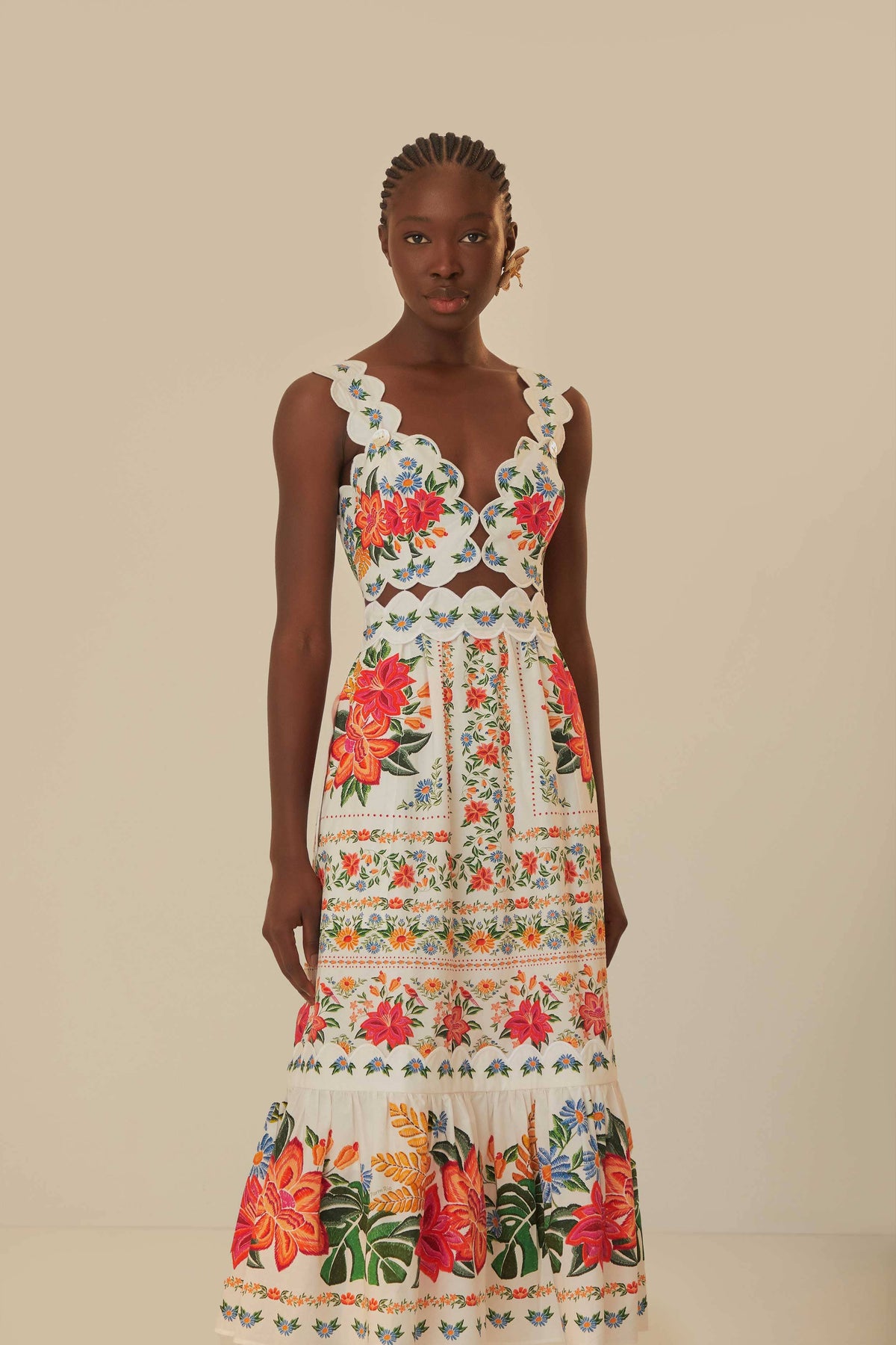 BLOOM GARDEN OFF WHITE MAXI DRESS