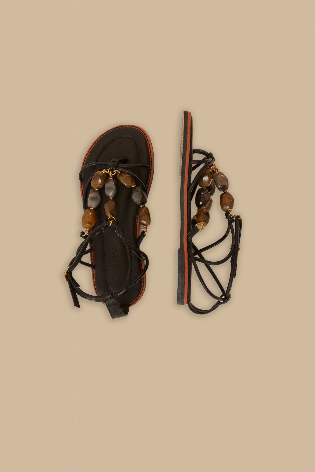 Black Gem Straps Sandal