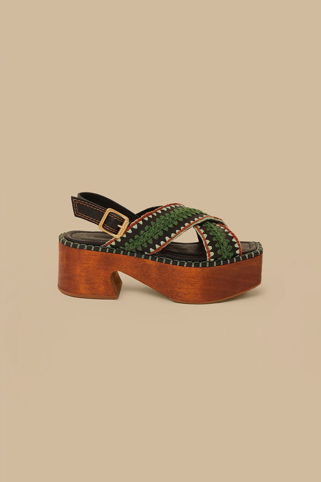 Dark Green Sand Clog Platform