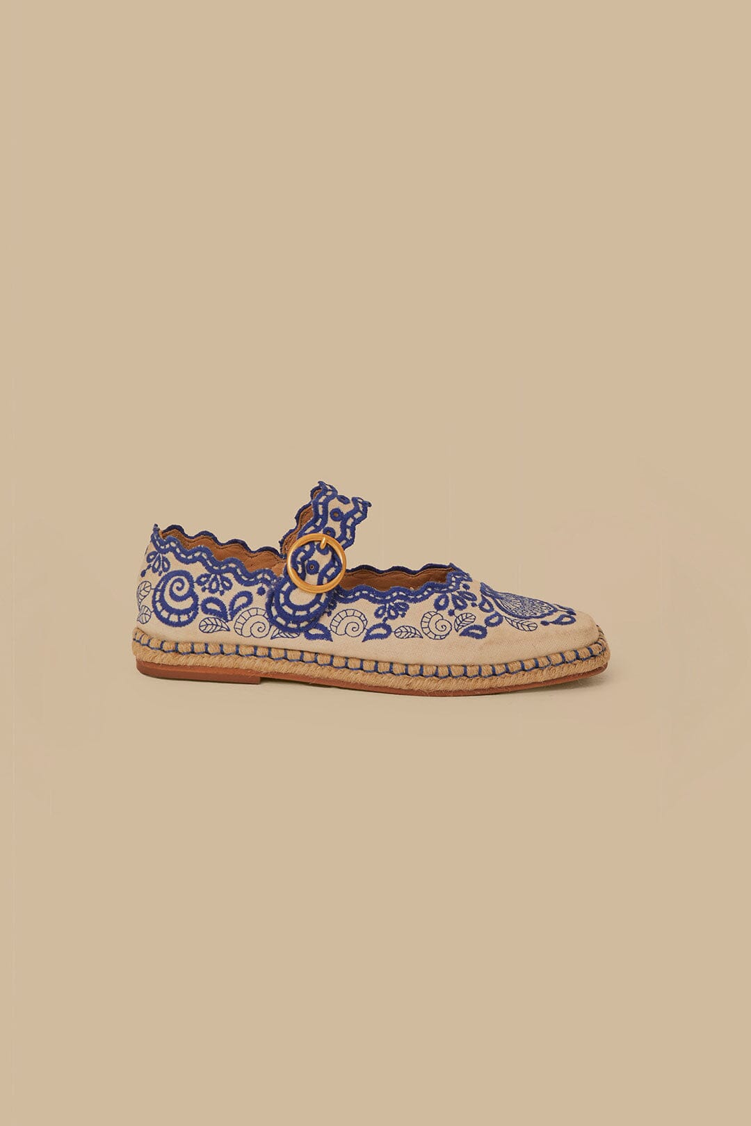 Blue Richelieu Ballerina Flat