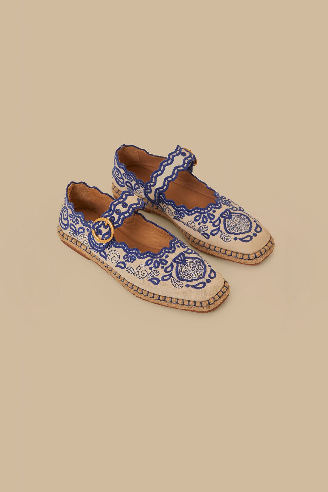 Blue Richelieu Ballerina Flat