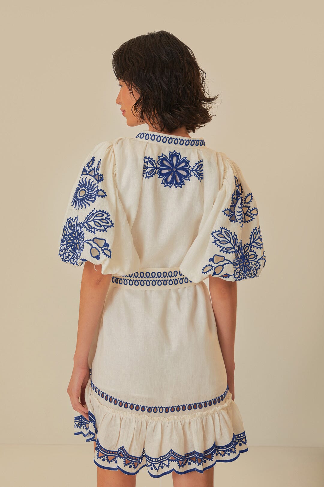 White Richelieu Euroflax™ Premium Linen Mini Dress