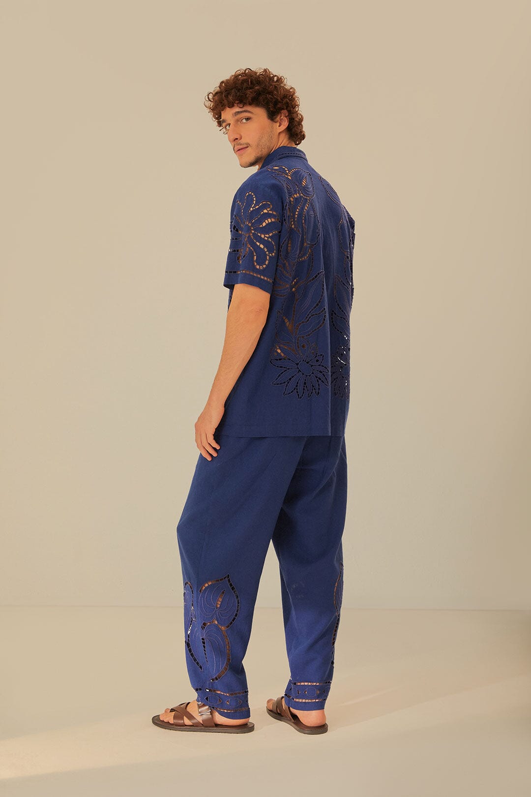 Surrealist Richelieu Embroidered Euroflax™ Premium Linen Pants