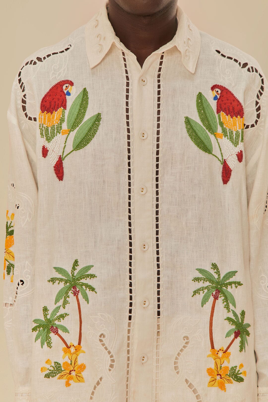 Tropical Destination Embroidered Euroflax™ Premium Linen Shirt