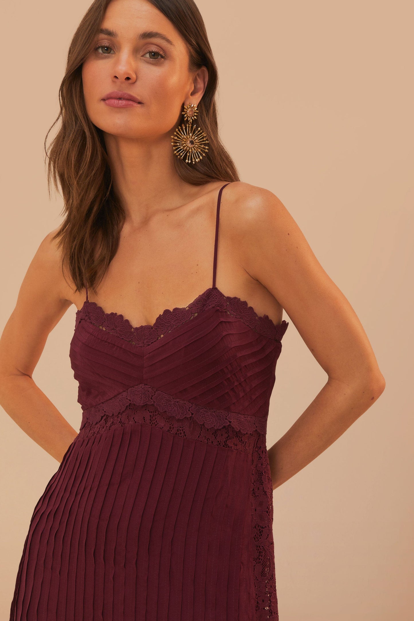 Purple Lace Sleeveless Midi Dress