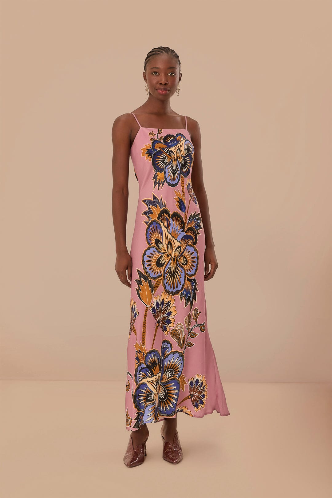 Pink Maxi Floral LENZING™ ECOVERO™ Viscose Slip Maxi Dress