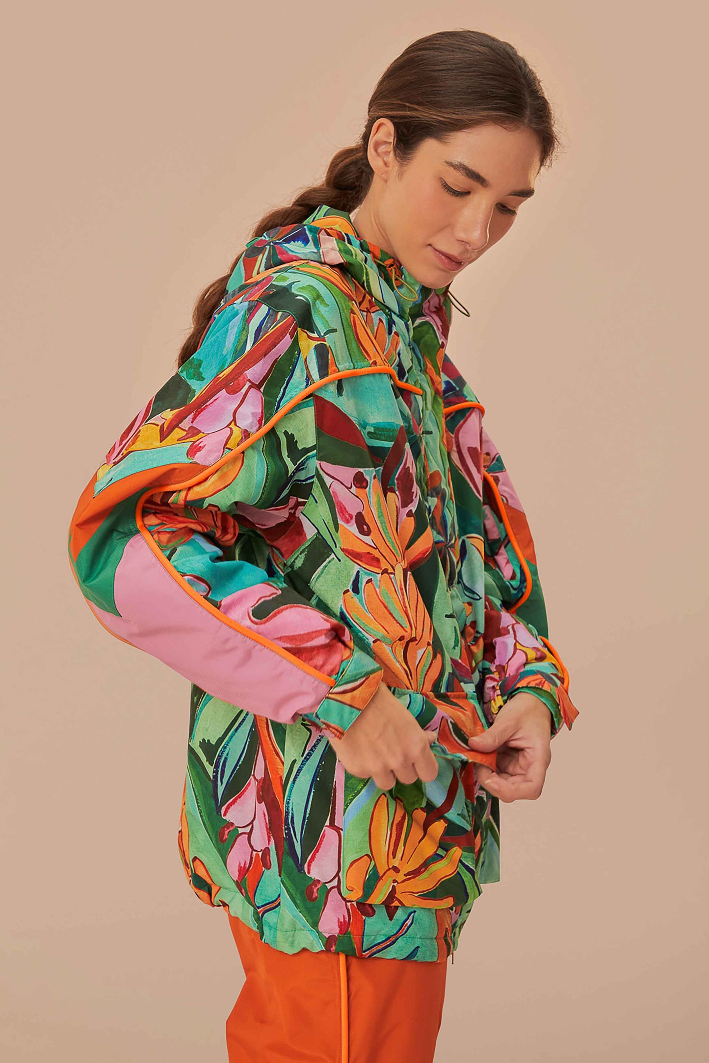 Multicolor Banana Leaves Ski Jacket