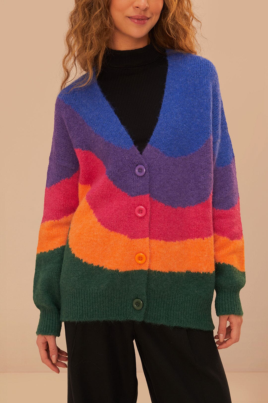 Vintage 90s chunky knit buy multicolor swirl cardigan