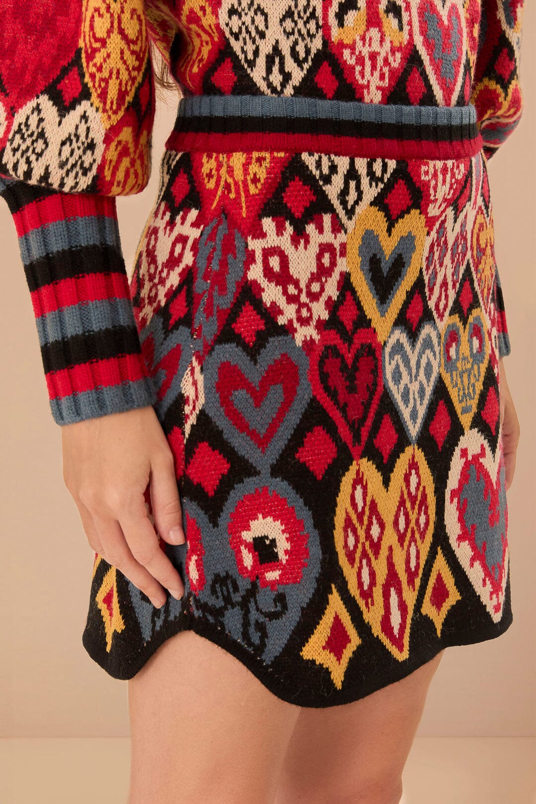 Black Hearts Ikat Knit Skirt