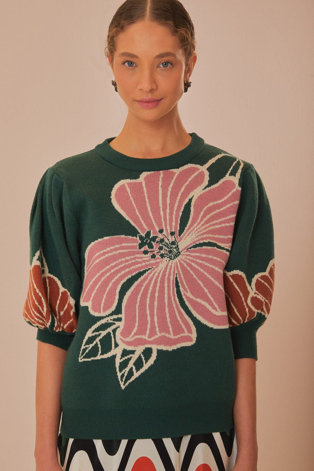 Green Honolulu Flowers Knit Sweater