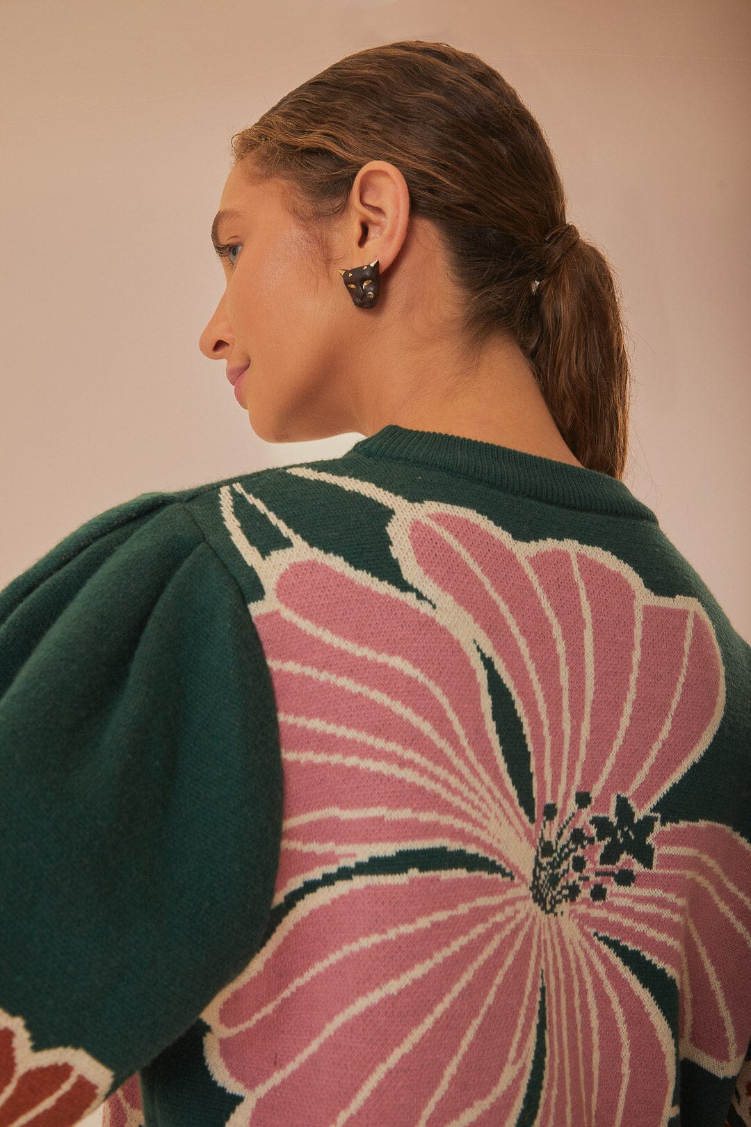 Green Honolulu Flowers Knit Sweater