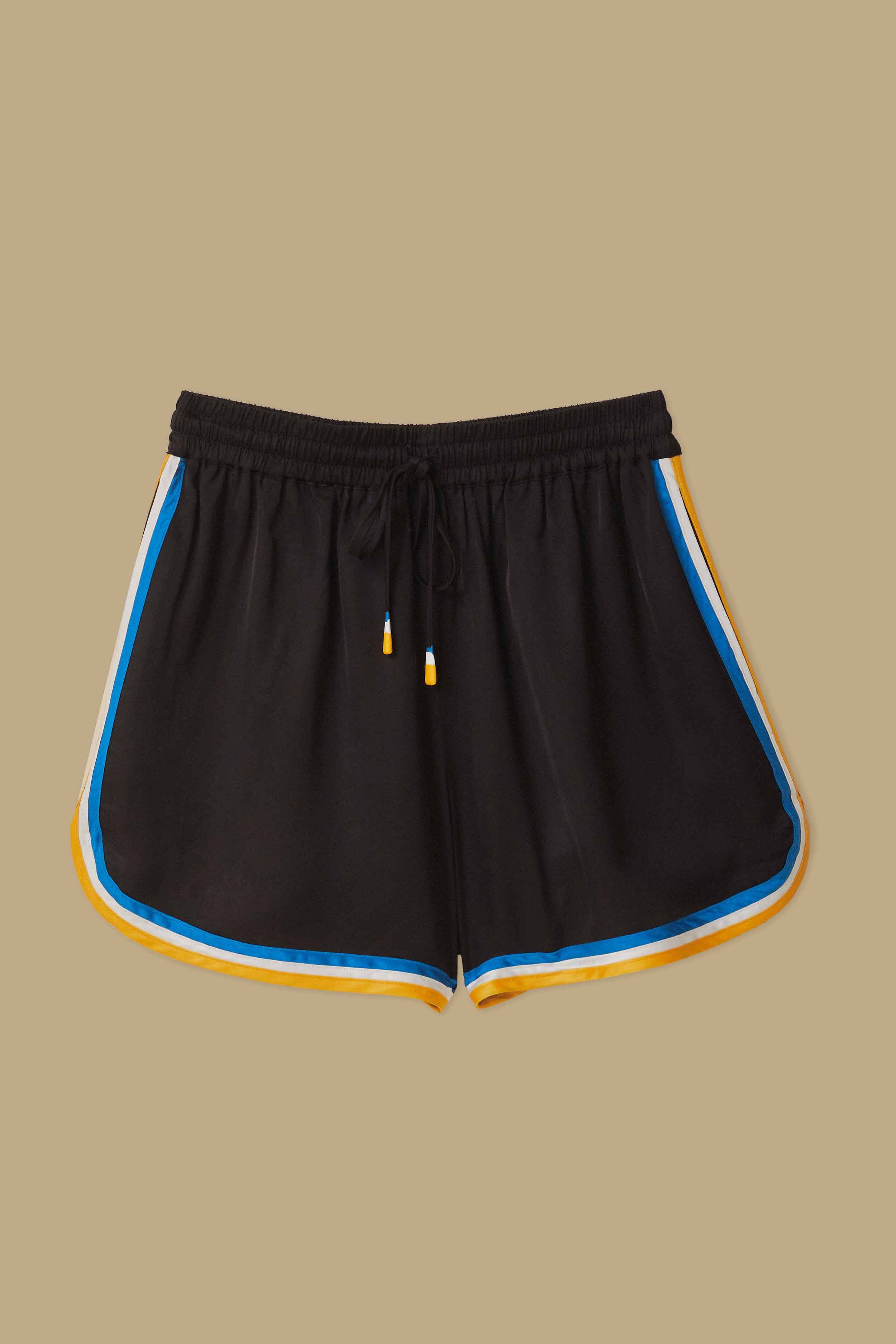 Black shorts with yellow stripe best sale