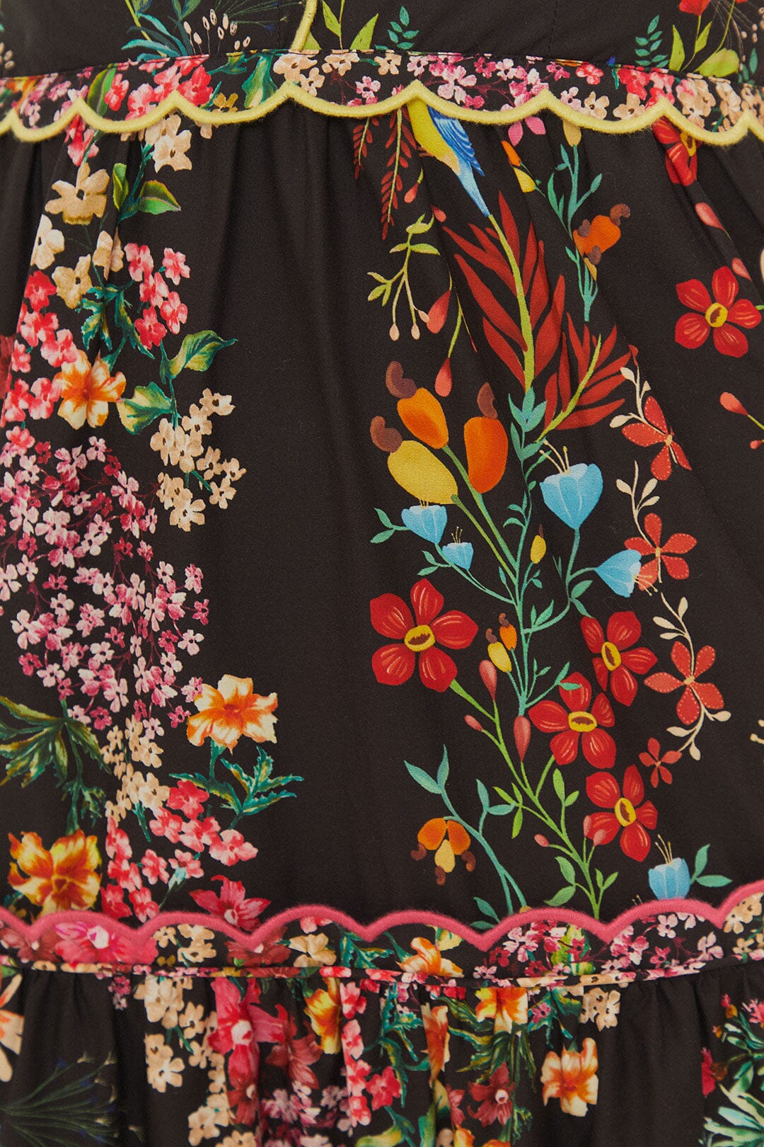 Black Delicate Forest Scarves Organic Cotton Maxi Dress