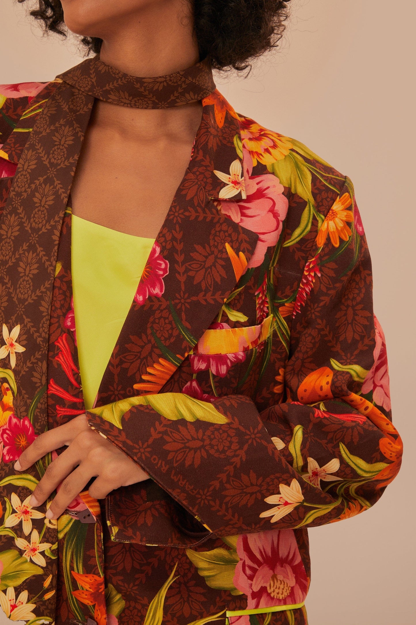 Brown Charming Garden Blazer And Tie