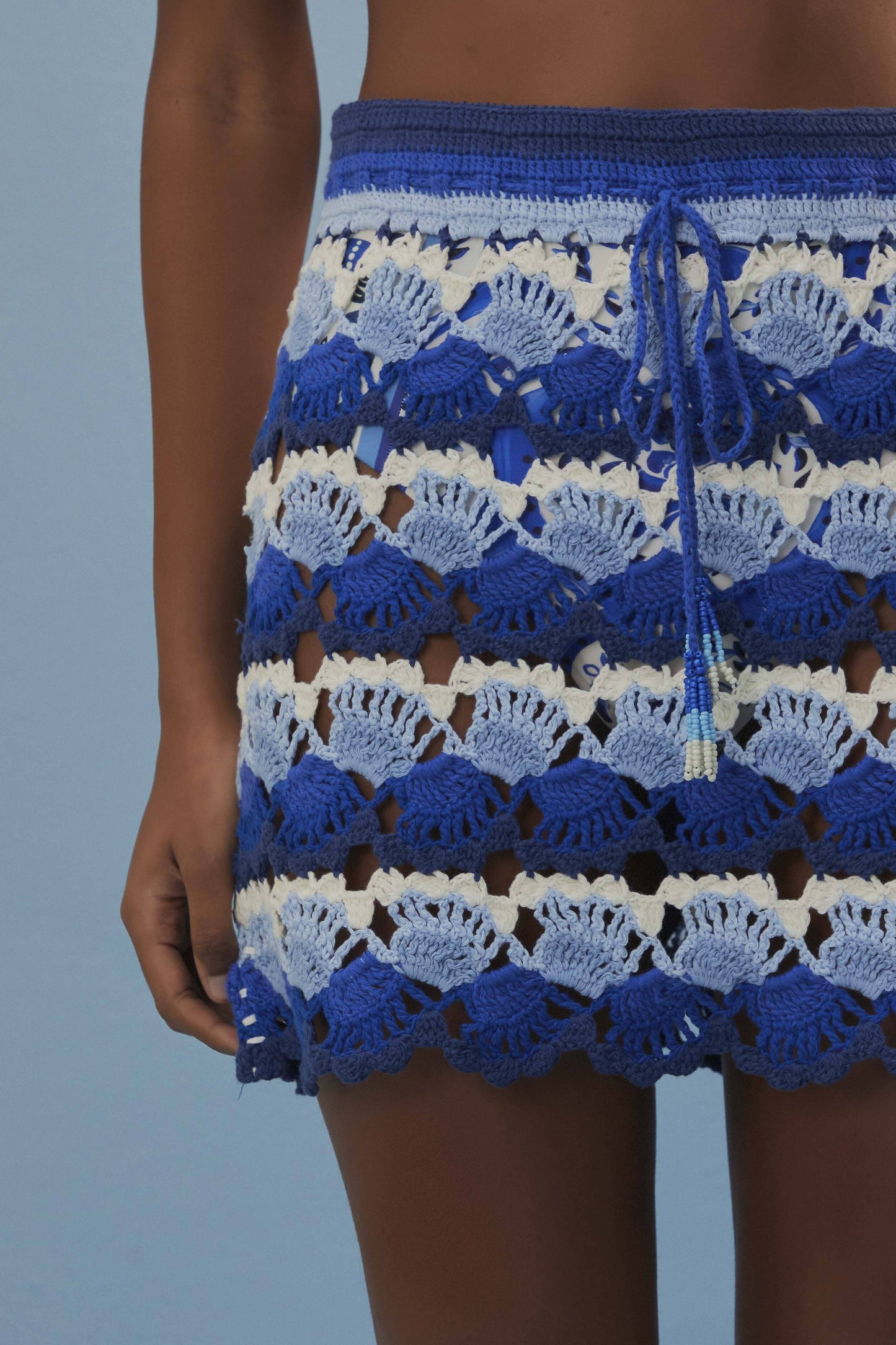 Blue And White Crochet Skirt