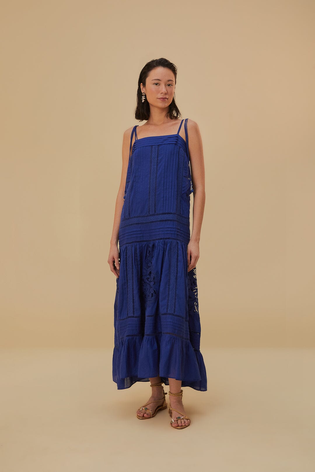 Blue Lace Sleeveless Maxi Dress