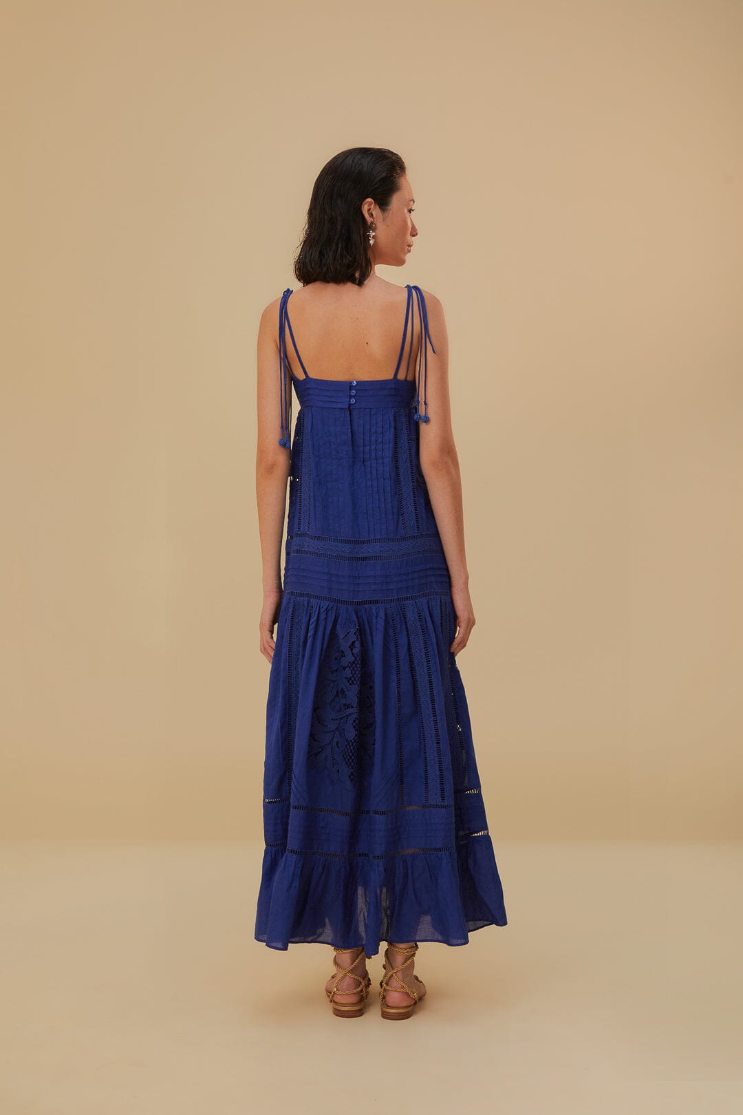 Blue Lace Sleeveless Maxi Dress