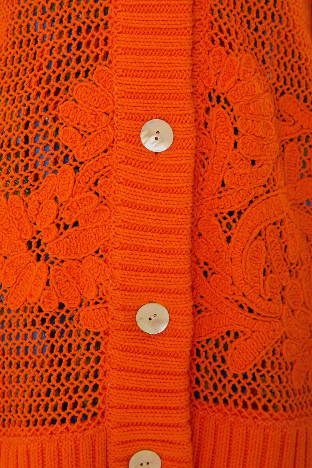Orange Embroidered Knit Cardigan