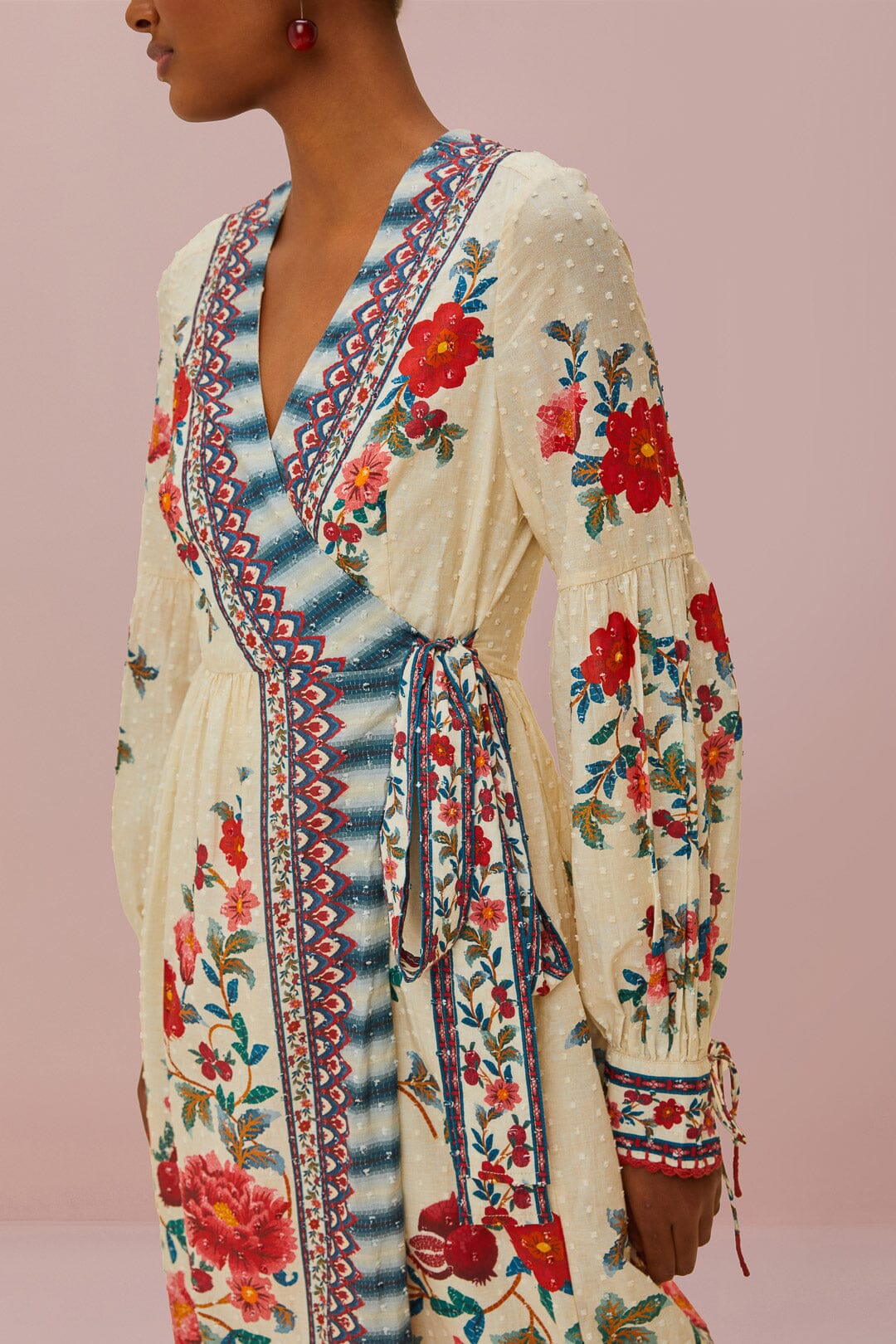 Sand Mosaic Garden Wrap Midi Dress