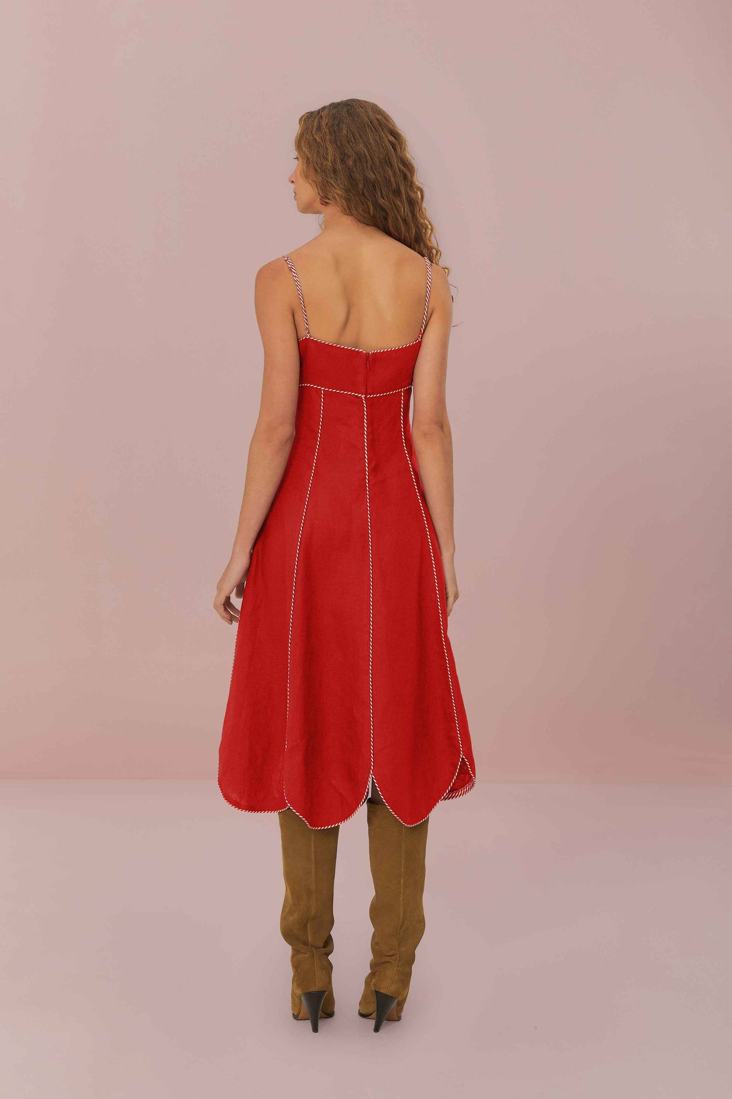 Red Front Bow Midi Dress