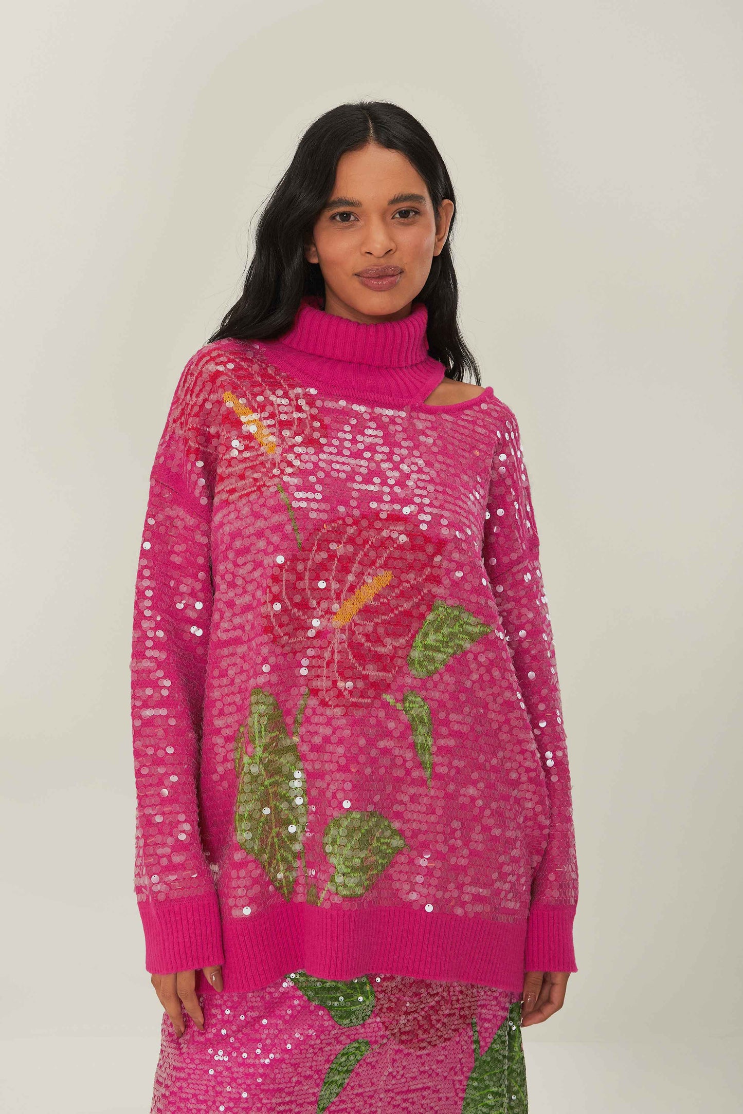 Anthurium Flowers Knit Sweater