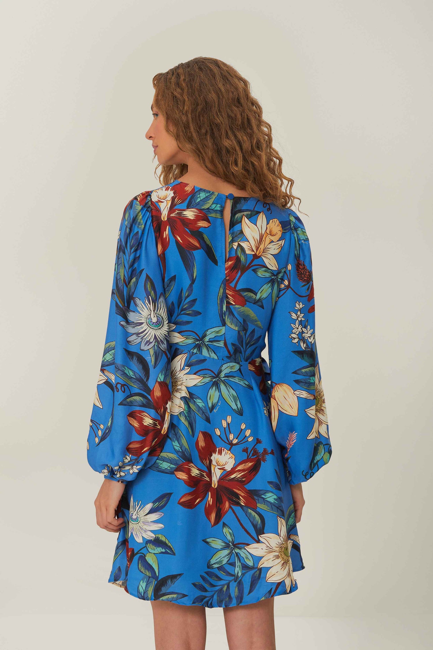 Farm Rio Surreal Flowers Blue Wrap Mini Dress Farm Rio Surreal Flowers Blue Wrap Mini Dress