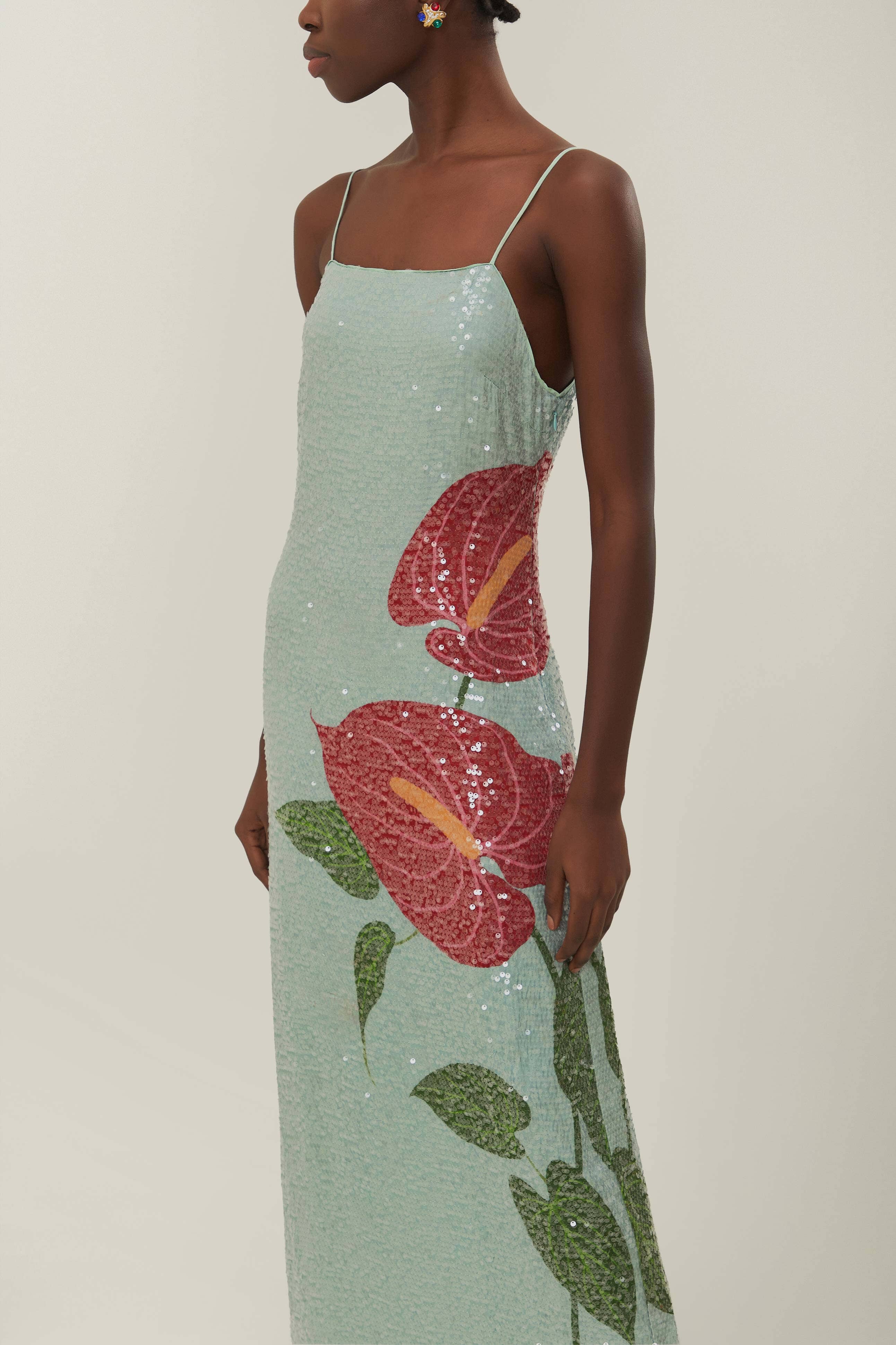Blue Anthurium Flowers Slip Maxi Dress – FARM Rio