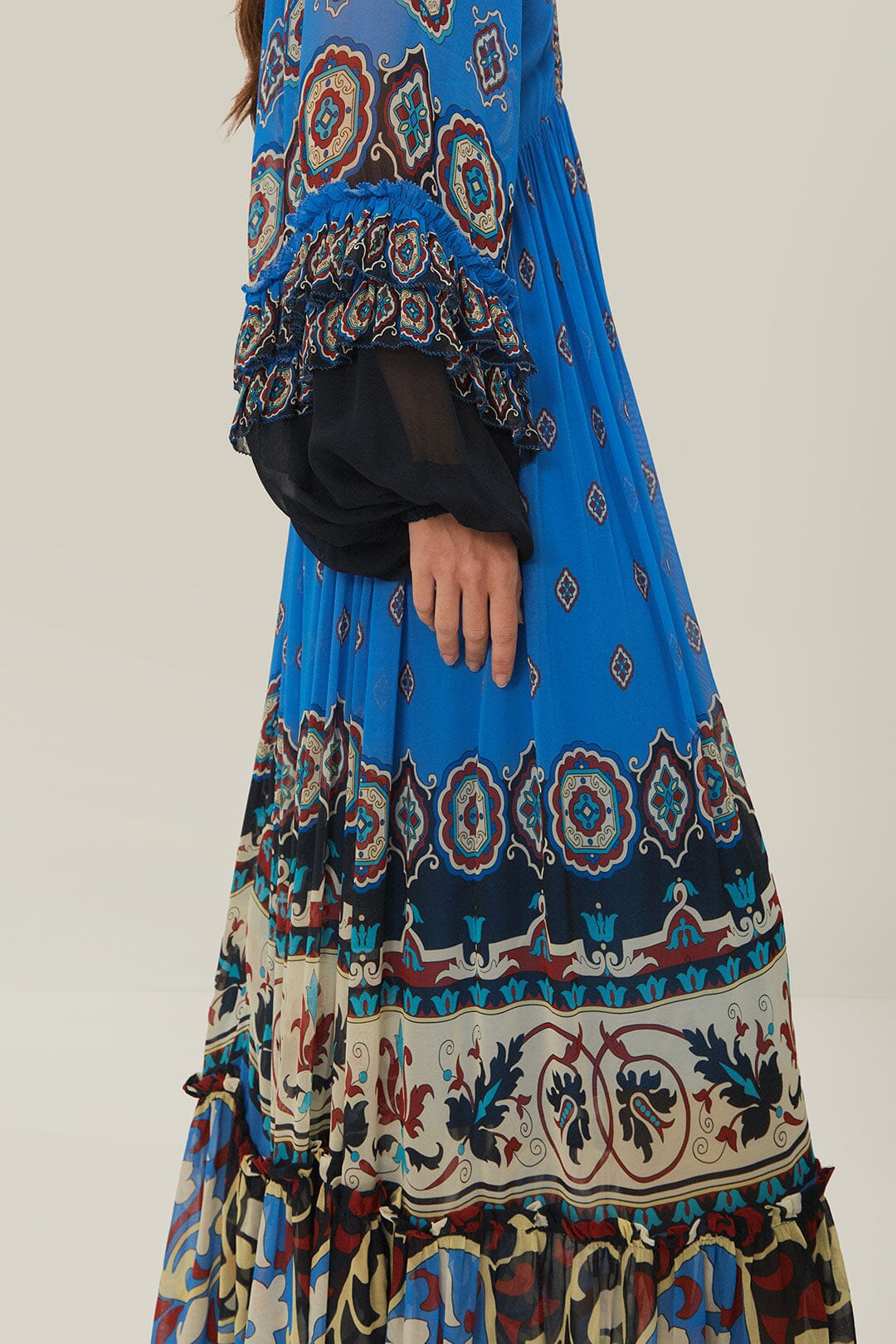 Blue Ainika Tiles Maxi Dress