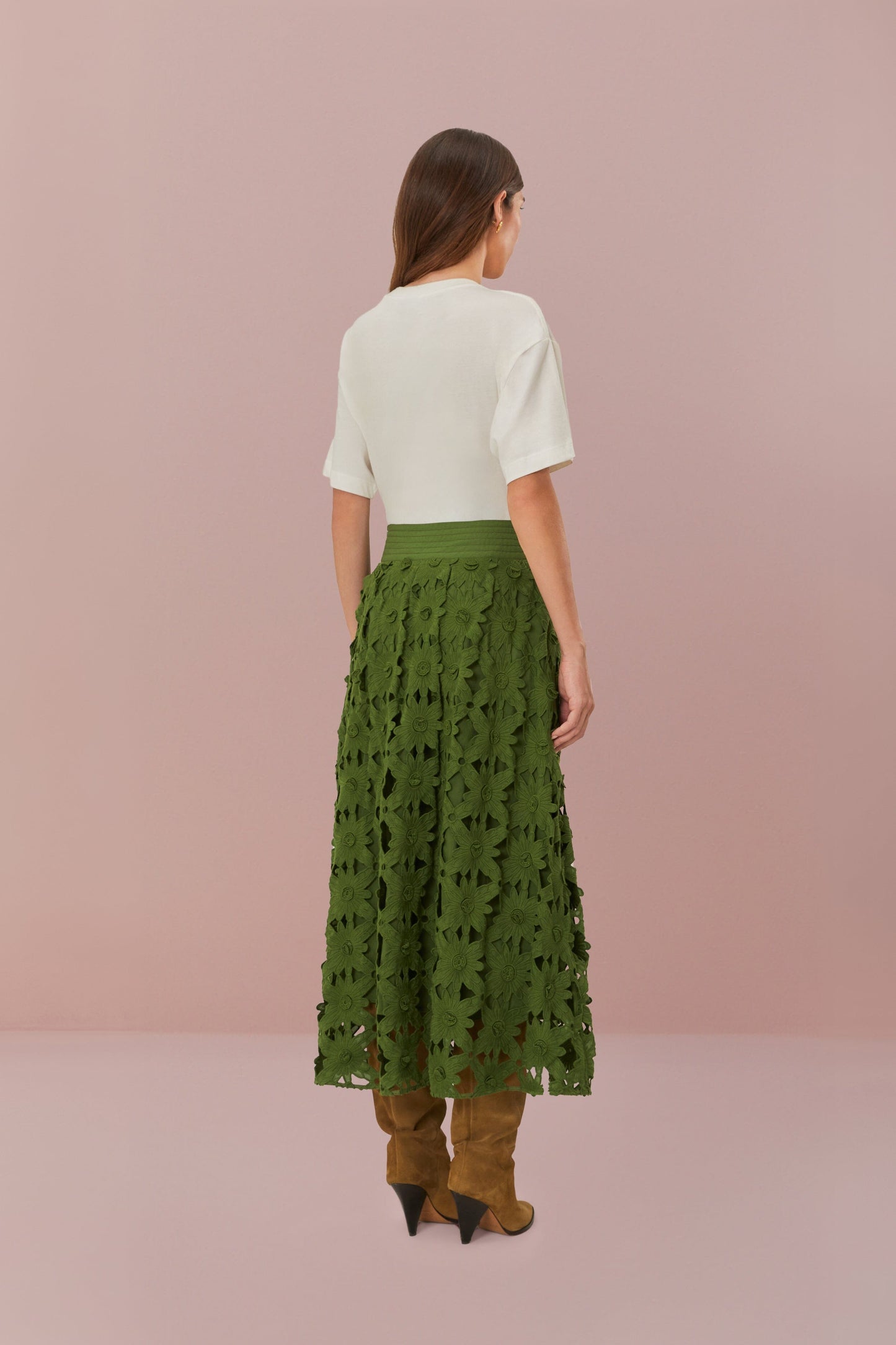 Green Richelieu Midi Skirt