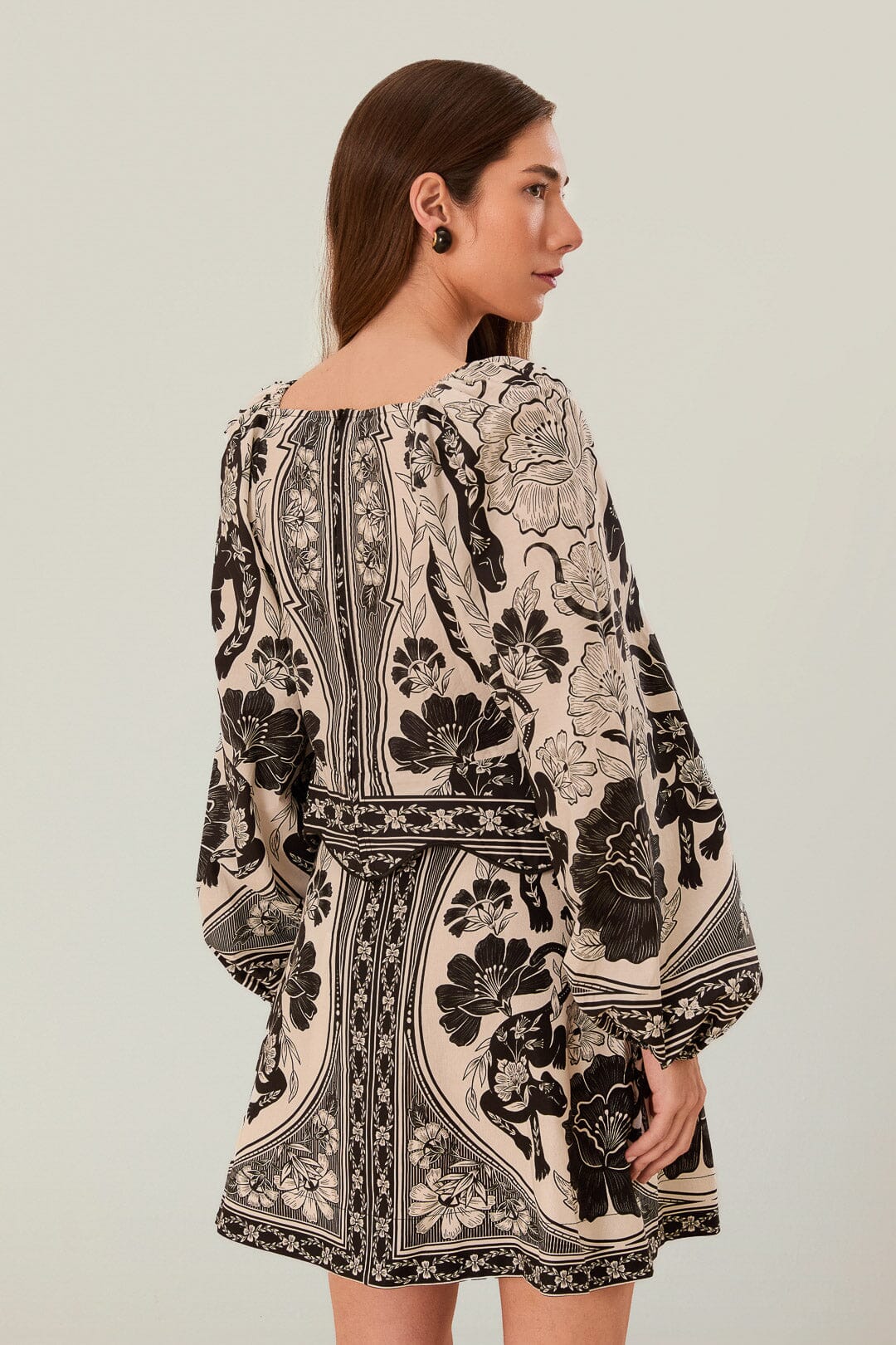 Off-White Flower Leopards Long Sleeve Blouse