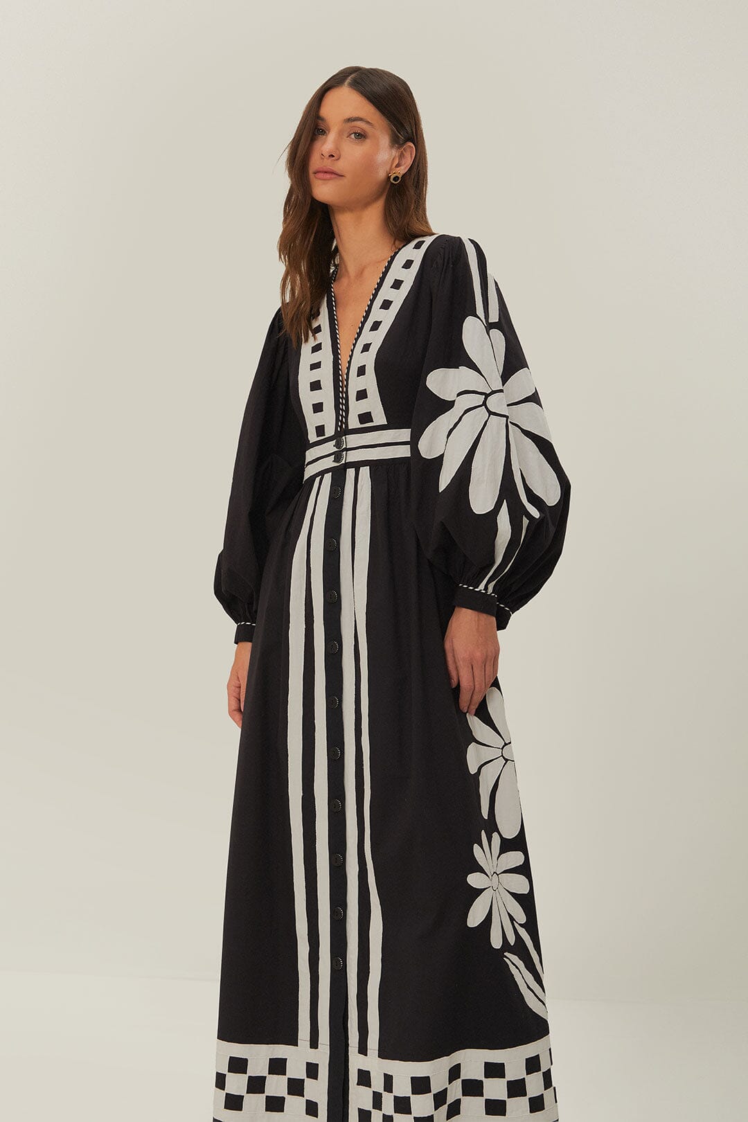 Black Nature Buttoned Maxi Dress