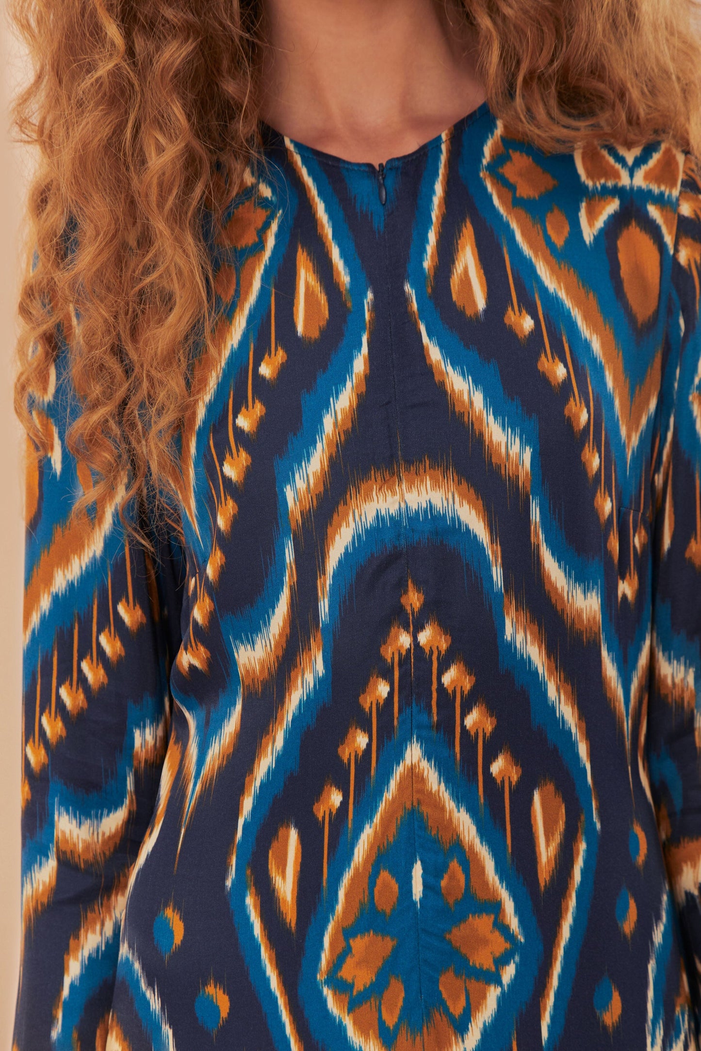 Blue Pineapple Ikat LENZING™ ECOVERO™ Viscose Maxi Dress