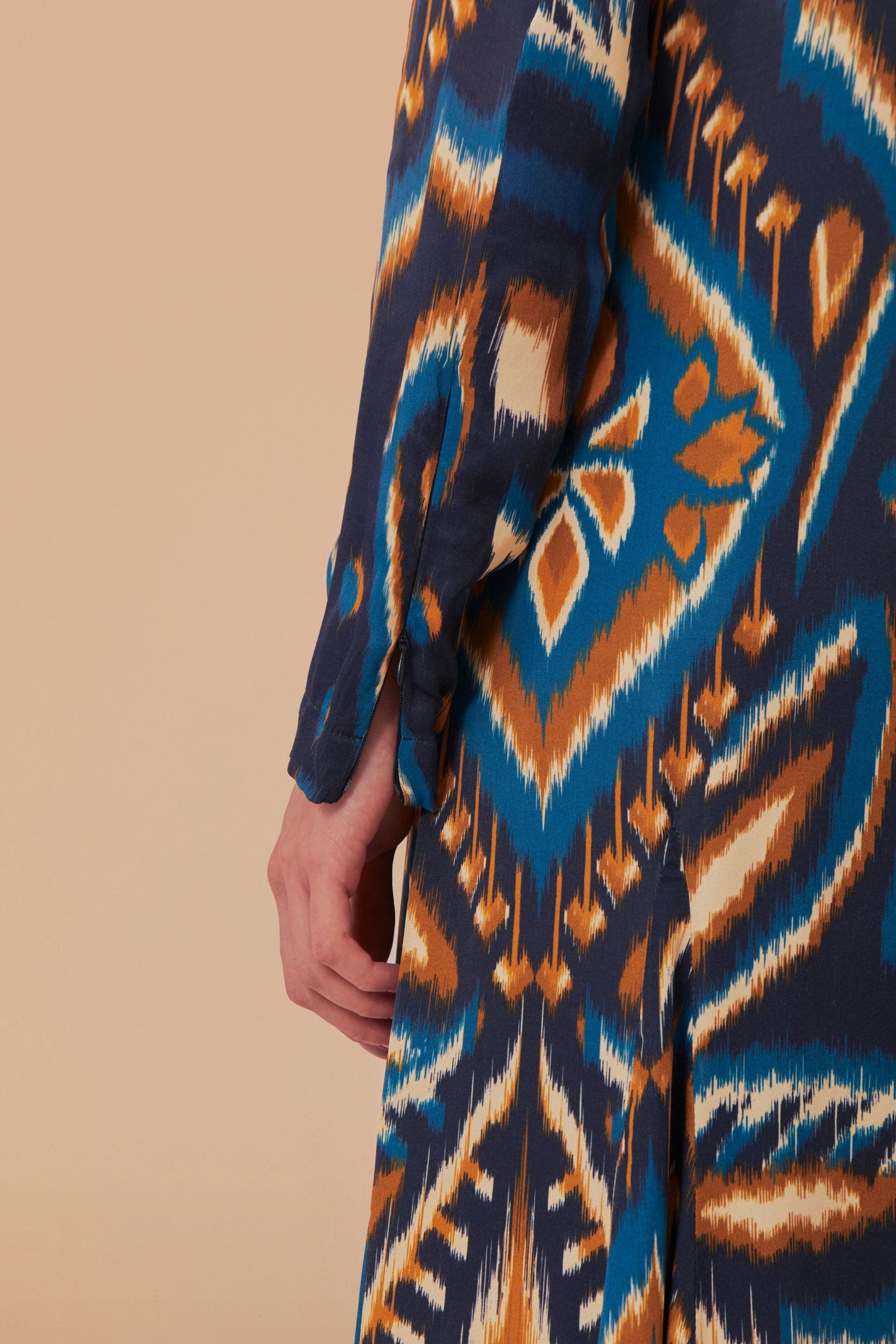 Blue Pineapple Ikat LENZING™ ECOVERO™ Viscose Maxi Dress