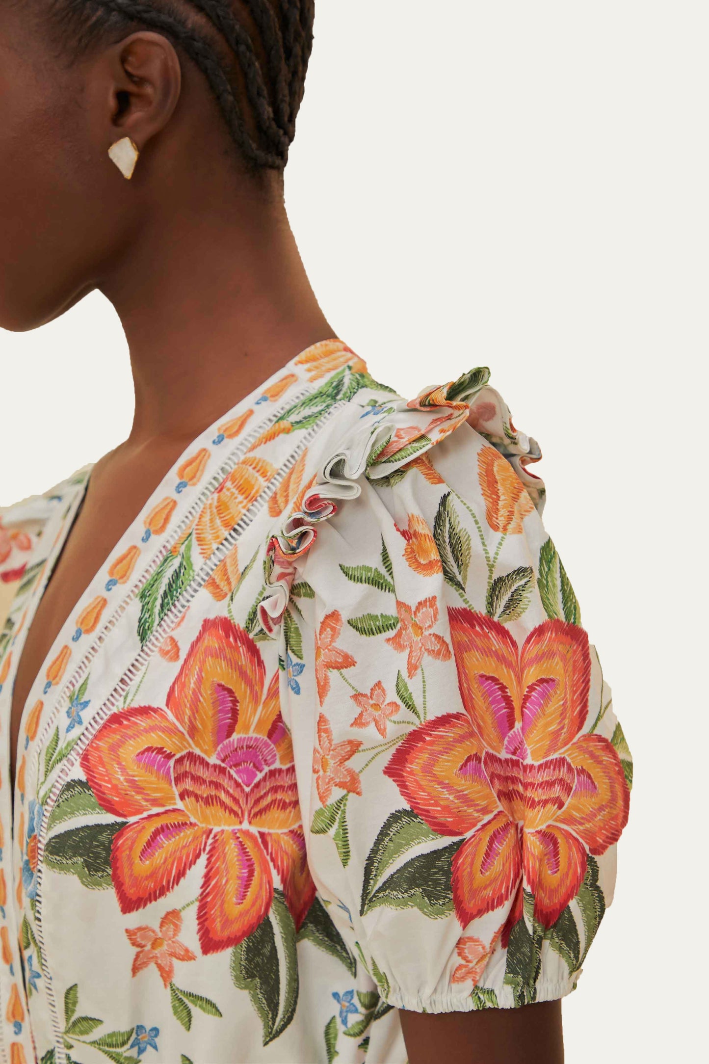 Off-White Bloom Garden LENZING™ ECOVERO™ Euroflax™ Romper