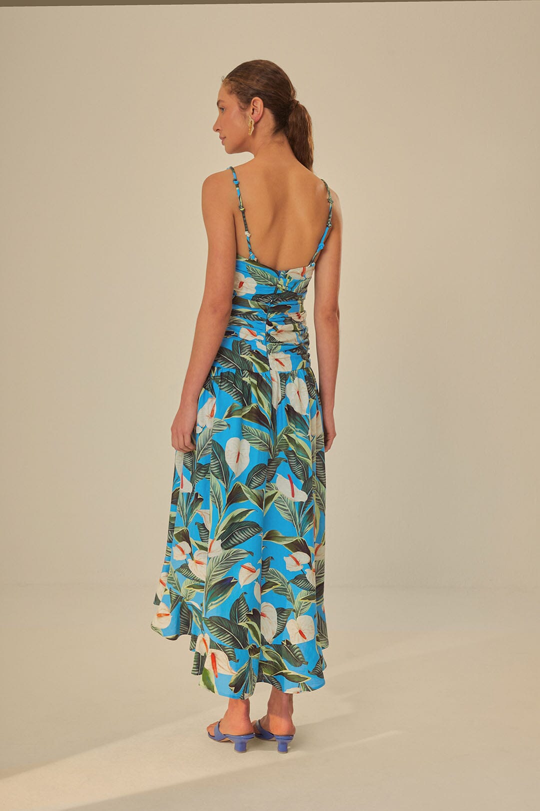 Blue Anthurium Garden LENZING™ ECOVERO™ Euroflax™ Maxi Dress
