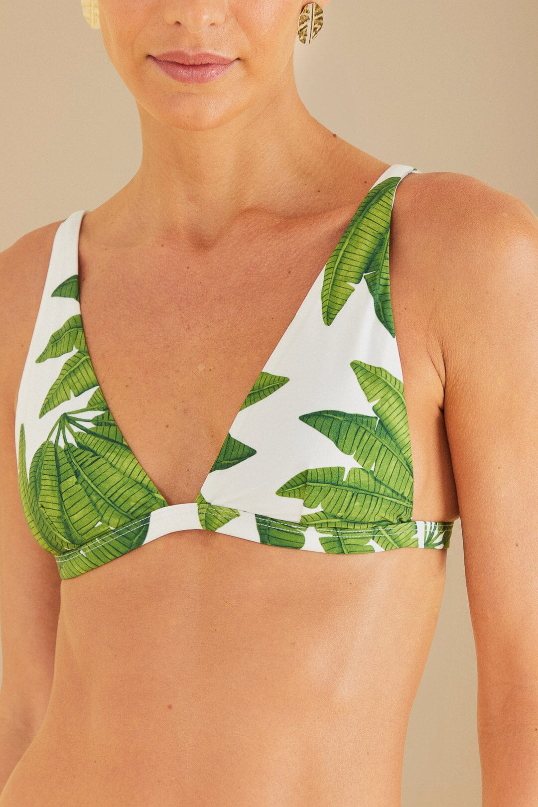 Off-White Palm Fan Triangle Bikini Top