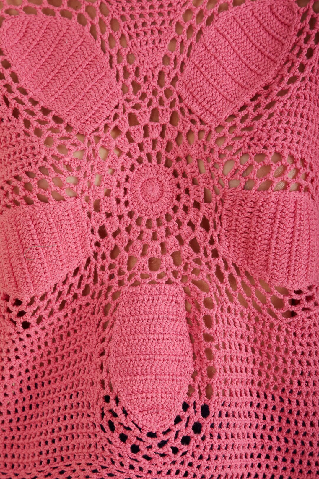 Blush Flower Draw Crochet Blouse