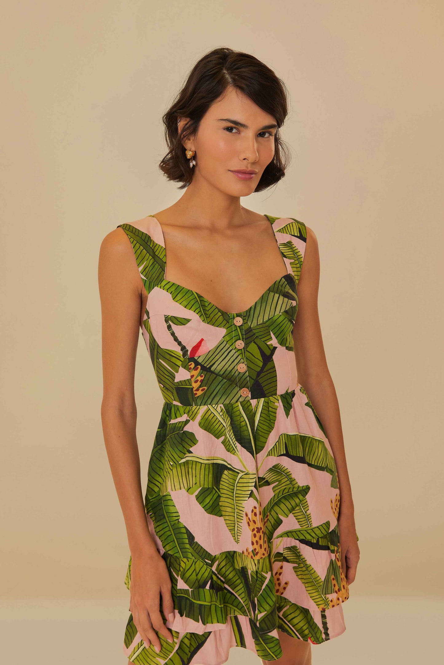 Pink Banana Leaves LENZING™ ECOVERO™ Euroflax™ Mini Dress