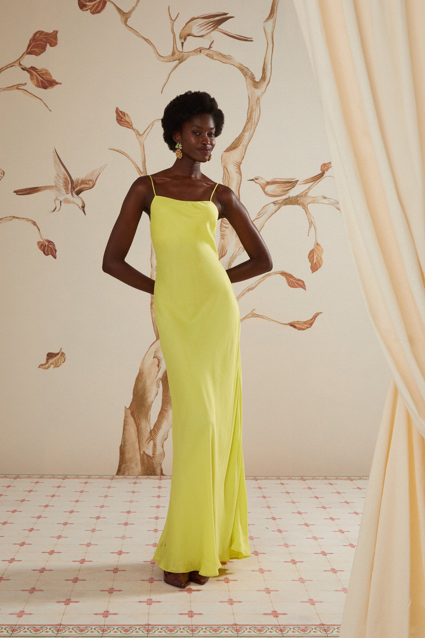 Neon Green LENZING™ ECOVERO™ Viscose Slip Dress